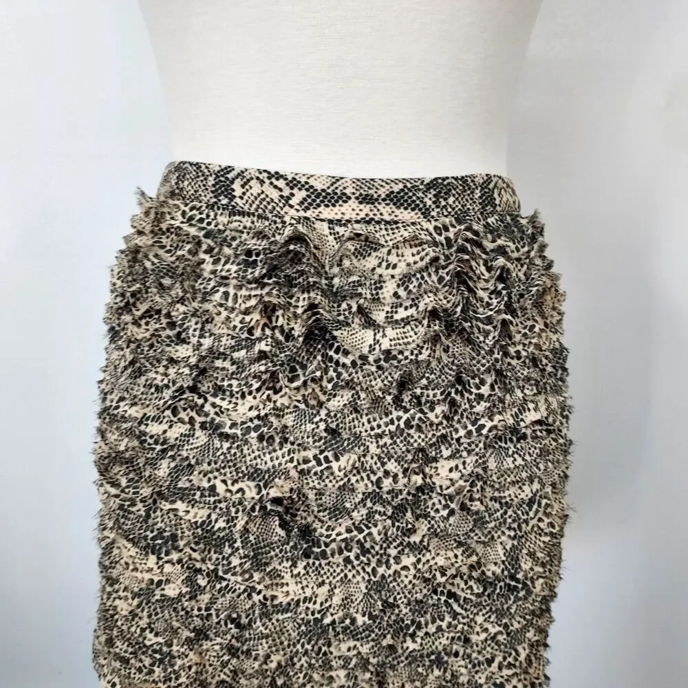 MICHAEL Michael Kors Womens size 12 Snake Print Tiered Ruffled Skirt NWT